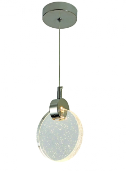 PENDENTE 130*H160mm CROMADOLED 5W 3000K ALUMINIO+CRISTAL BIVOLT