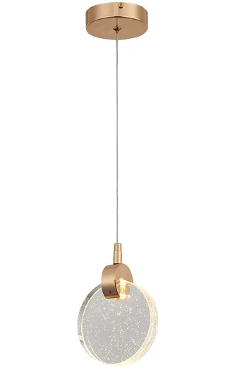 PENDENTE 13CM 5W 3000K METAL+CRISTAL DOURADO BIVOLT