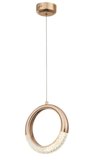PENDENTE 20CM 5W 3000K METAL+ACRILICO DOURADO BIVOLT