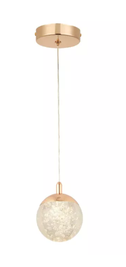 PENDENTE LED*5W ALUMINIO+CRISTAL BIVOLT DOURADO