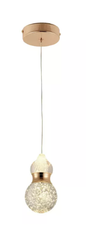 PENDENTE D90*150mm DOURADO LED*5W ALUMINIO+CRISTAL BIVOLT
