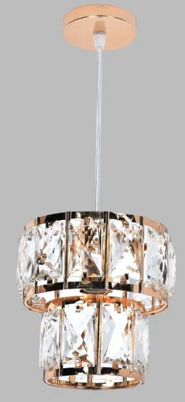 PENDENT METAL+CRISTAL DOURADO E14*1