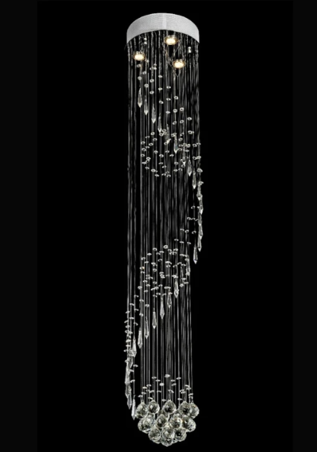 PENDENTE CROMADO LED 300OK 15W 300X1500mm METAL+CRISTAL BIVOLT
