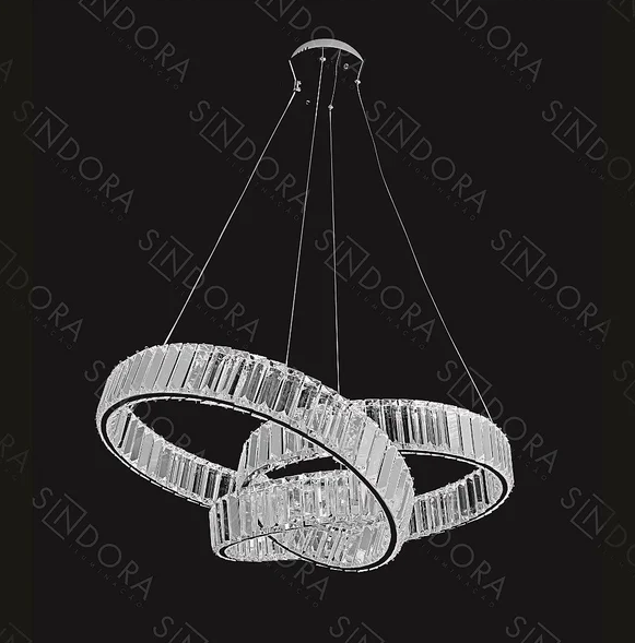 PENDENTE FERRO+CRISTAL LED 90W 3000K BIVOLT CROMADO