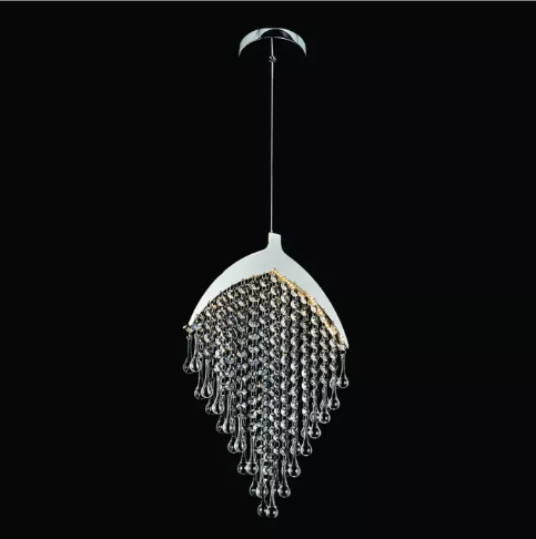 PENDENTE DOURADO 300*450mm FERRO+CRISTAL LED 7W 3000K BIVOLT