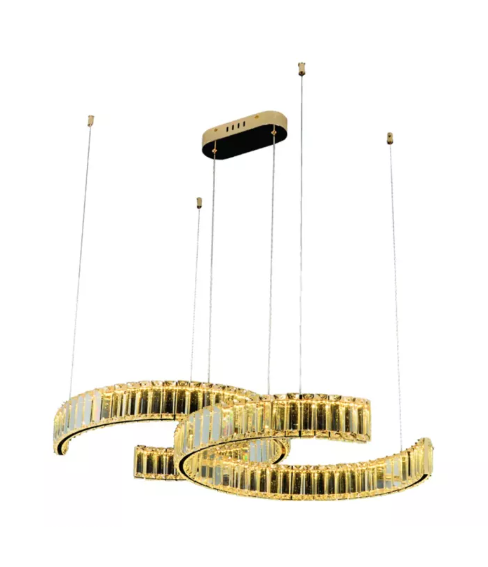 PENDENTE DOURADO FERRO+CRISTAL LED 50W 3000K BIVOLT