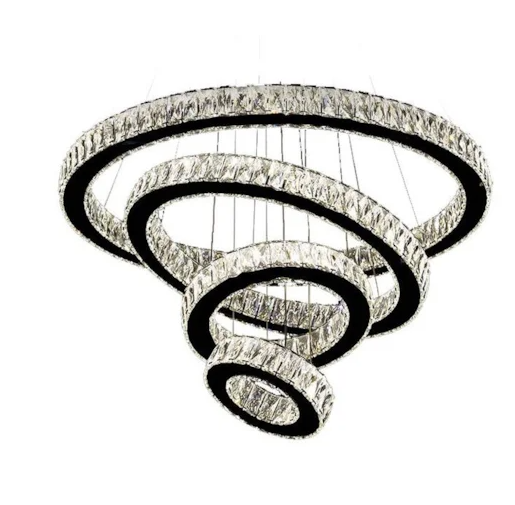 PENDENTE METAL+CRISTAL CROMADO LED 3000K/6000K BIVOLT 77W
