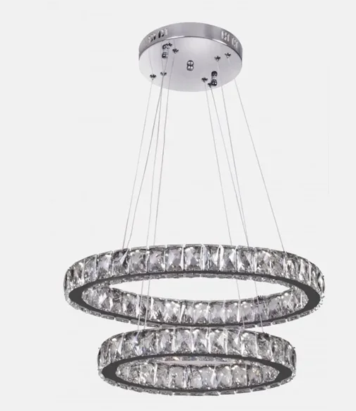 PENDENTE METAL+CRISTAL CROMADO LED 60W 3000K+4000K+6000K CONTROLE BIVOLT