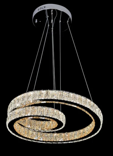 PENDENTE METAL+CRISTAL CROMADO LED 68W 3000K/4000K/6000K CONTROLE BIVOLT