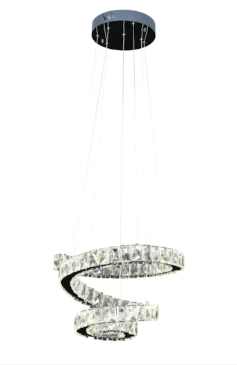 PENDENT METAL+CRISTAL  CROMADO LED 64W 3000K/4000K/6000K CONTROLE BIVOLT