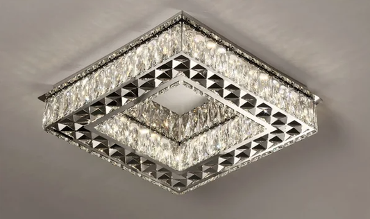 PLAFON METAL+CRISTAL CROMADO CONTROLE 3000K/4000K/6000K BIVOLT 36W