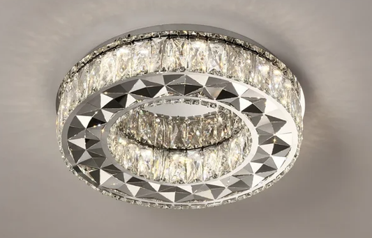 PLAFON METAL+CRISTAL CROMADO CONTROLE 3000K/4000K/6000K BIVOLT 32