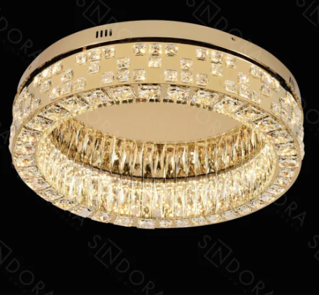 ARANDELA DOURADO INOX+CRISTAL 600mm LED 67W 3000K BIVOLT