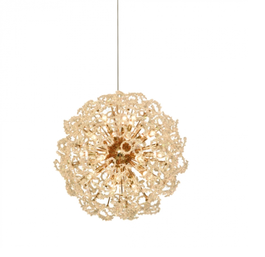 PENDENTE DOURADO METAL+CRISTAL E14*24 800mm