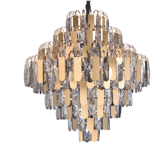 PENDENTE DOURADO 800mm INOX+CRISTAL E14*21 BIVOLT