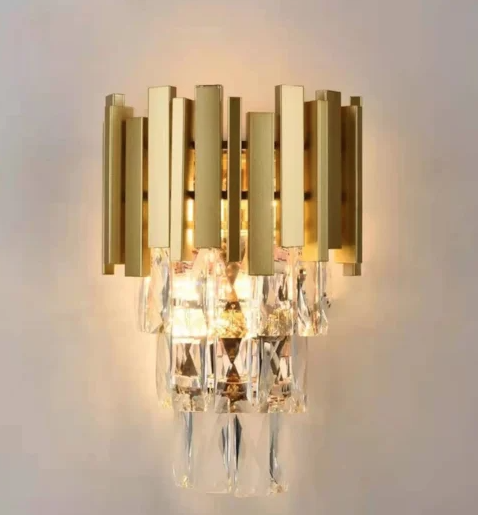 ARANDELA DOURADO E14*2 300*220MM ALUMINIO E CRISTAL