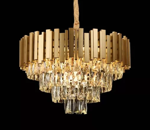 PENDENTE DOURADO ALUMINIO E VIDRO BIVOLT E14*9 520*330MM