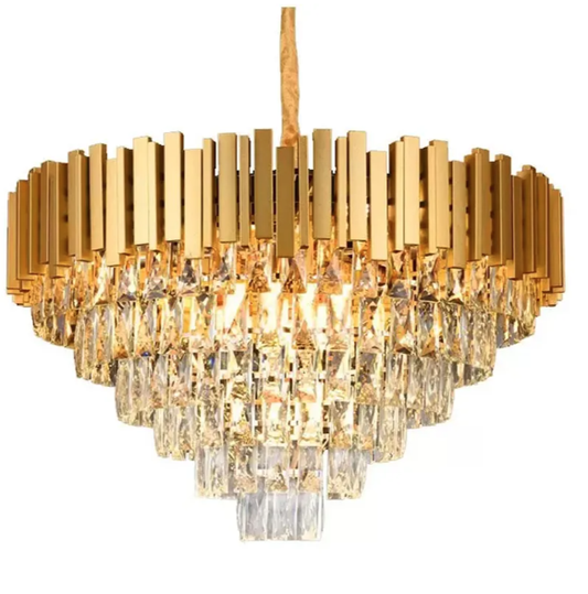 PENDENTE DOURADO ALUMINIO E VIDRO BIVOLT E14*15 720*430MM