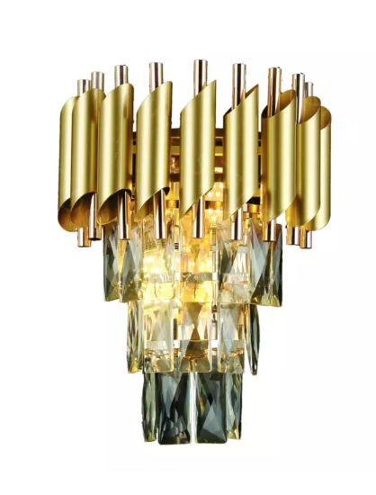ARANDELA DOURADO 250*310MM METAL+CRISTAL E14*2 BIVOLT
