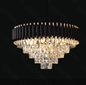PENDENTE DOURADO PRETO METAL+CRISTAL BIVOLT 750MM E14*15