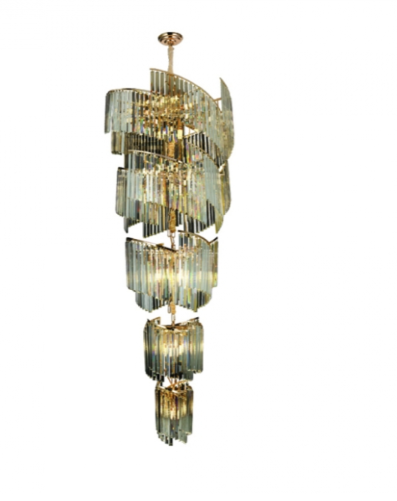 PENDENTE DOURADO 800*2000MM METAL+CRISTAL E14*40 BIVOLT
