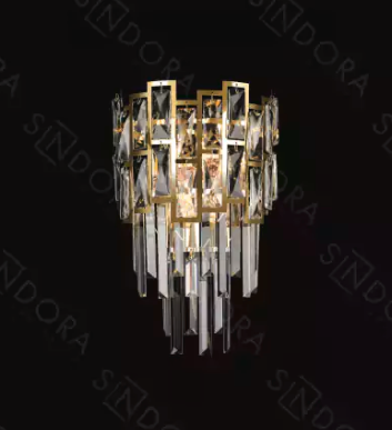 ARANDELA DOURADO E14*2 270*400MM INOX+CRISTAL
