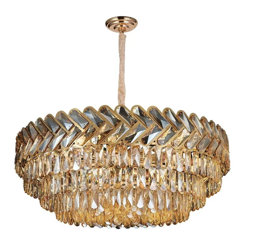 PENDENTE DOURADO INOX+CRISTAL 800MM E14*21