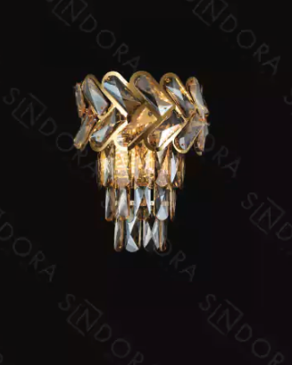 ARANDELA DOURADO E14*2 230*290MM INOX+CRISTAL