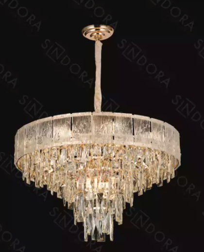 PENDENTE DOURADO METAL+CRISTAL 600*370 E14*11