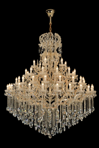 PENDENTE METAL+CRISTAL DOURADO 160*180*H280CM E14*66