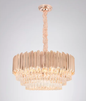 PENDENTE DOURADO METAL+CRISTAL BIVOLT 780*400MM E14*21