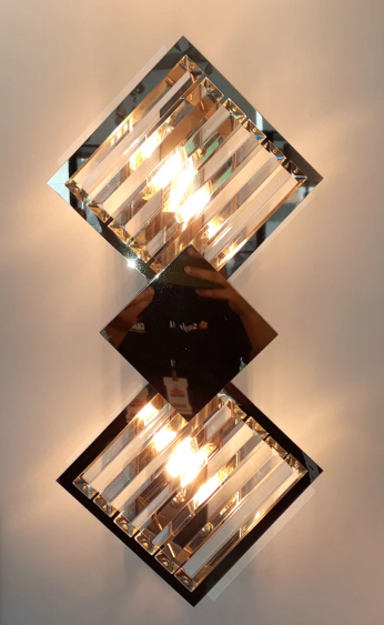 ARANDELA DOURADO 24*50CM INOX+CRISTAL E14*2 BIVOLT